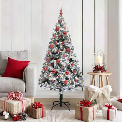 vidaXL - Kunstkerstboom - met - 150 - LED - Wit - 150 - cm - PVC - en - Staal - en - Kunststof