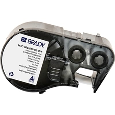 Brady M4C-500-595-CL-WT tape vinyl wit op transparant | 12,7 mm x 6,1 m (origineel)