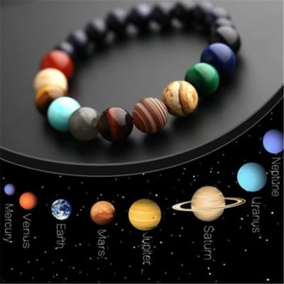 Bixorp Stars Natuursteen Armband van het Zonnestelsel, met alle Planeten - Edelstenen - Chakra Armband - 16cm