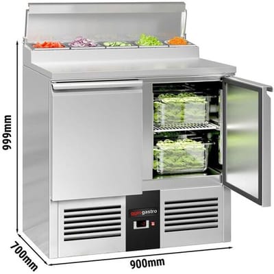 GGM Gastro Zubereitungstisch Mini PREMIUM - 900mm - 2 Türen - 5x GN 1/6 Zilver