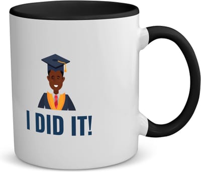 Akyol - i did it! koffiemok - theemok - zwart - Geslaagd - iemand die is geslaagd - gelukt - gefeliciteerd - examen - school - diploma gehaald - cadeau - kado - geschenk - gift - 350 ML inhoud