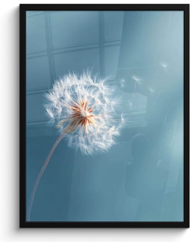 Poster in lijst - Fotolijst 60x80 cm - Posters - Paardenbloem - Wind - Blauw - Posterlijst zwart - Decoratie - Wanddecoratie woonkamer - Muurdecoratie slaapkamer