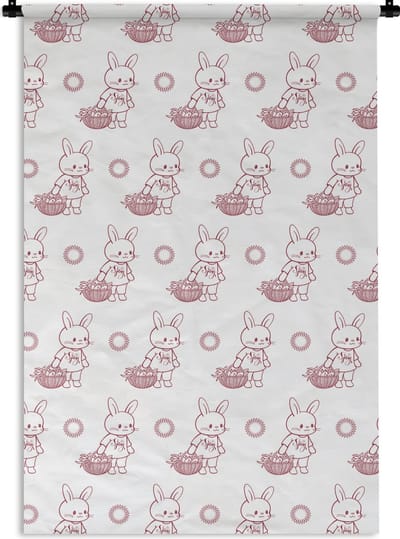 Wandkleed - Wanddoek - Konijnen - Patronen - Dieren - Cartoon - 120x180 cm - Wandtapijt