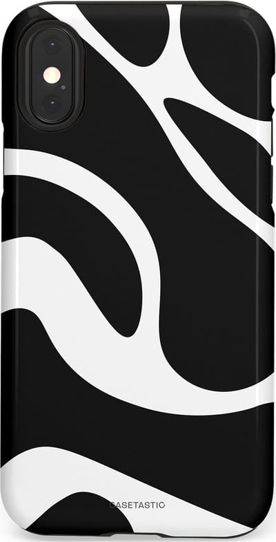 Casetastic Hoesje Geschikt voor Apple iPhone X/Xs - Stijlvolle Beschermende Duo-layer Case - Zwart Wit Golven