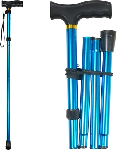 nordic walking stokken-nordic walking stokken verstelbaar-trekkingstokken- opvouwbare wandelstok- lichtgewicht wandelstok voor senioren- wandelstok- looprek-cadeau voor oudere ouders-antislip (blauw)