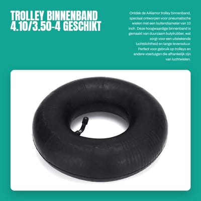 Dailygoods- Binnenbuis 4.10/3.50-4 - Trolley - Pneumatische Wielen - Butylrubber - 10 Inch - Zwart - Buitenband
