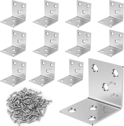 Hoekverbinders Roestvrij Staal - Meubelsteunen Knikverbinders - Meubelbouw Plankmontage - Hoge Stabiliteit Roestvrij - 40x40mm 12 Stuks - Zilver