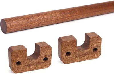 Houten Kledingroede - Garderobestang Kast - Kleding Ophangen - Verstelbare Lengte - L 140cm D 2.5cm - Natuurlijk Hout