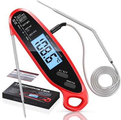 Dailygoods - Vlees thermometer - Digitale kook thermometer - Snel aflezen - Grote verlichte scherm - Voedsel thermometer - Geschikt voor vlees, olie,...