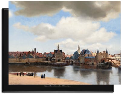 KitchenArt - Gezicht op Delft - 65x52 cm - Kookplaat Beschermer - Luxe Afdekplaat Inductieplaat - Anti-slip & Oprolbaar - Beschermmat Inductiekookplaat