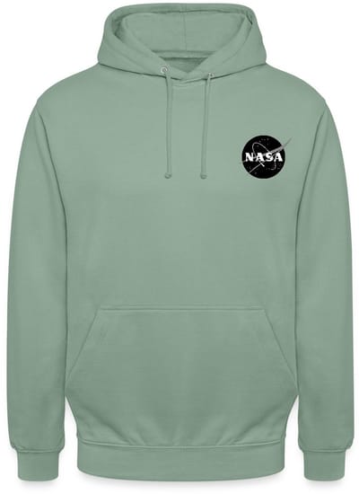 NASA Zwart-Wit Klassiek Logo Als Borstlogo Hoodie Unisex
