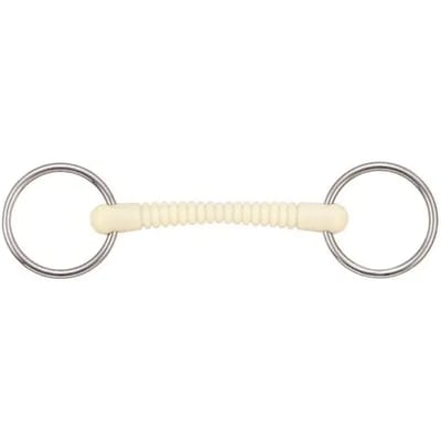 2-rings bit voor recht afneembaar paard Soyo Happy mouth "ribbeb"