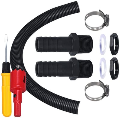Verbindingsset regenton - 11 stuks - Verbindingsstuk voor regenton - Regenton Verbindingsset met Slang 50 cm - Regenton Doorvoer - Regenton Verbinder voor Regenton Watertanks Cisternes