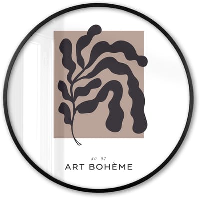 Poster in lijst Rond - Fotolijst 60x60 cm - Posters - Planten - Abstract - Boho - Ronde posterlijst zwart - Decoratie - Wanddecoratie woonkamer - Muurdecoratie slaapkamer