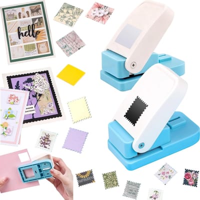 longziming -Stempelstanzer - Stanzer - Rechthoekig Met Hefboomwerking - stempeluitstansers van 2,1*2,5 cm - Voor Scrapbooking En Kaarten - Blauw - 2 Stuks
