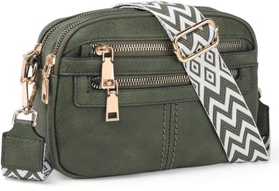 TAN.TOMI Dames Schoudertassen, Crossbody Tas, Crossbodytassen voor Dames met Verstelbare - Afneembare Brede Band - Donkergroen