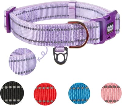 Verstelbare Reflecterende Hondenhalsband van Nylon met Zachte Neopreen Voering voor Middelgrote Honden, Ideaal voor Dagelijks Gebruik en Veiligheid in het Donker