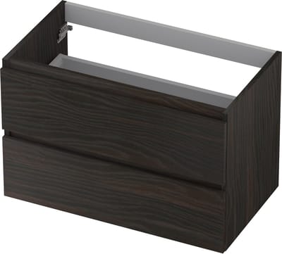 INK wastafelonderkast 2 laden greeploos met houten keerlijst 80x40x52cm, intens eiken