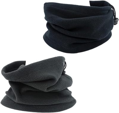 Fleece Sjaal en Muts Set voor Herfst en Winter, 2-in-1 Warmte voor Buitenactiviteiten en Stedelijk Gebruik (Zwart/Donkergrijs)