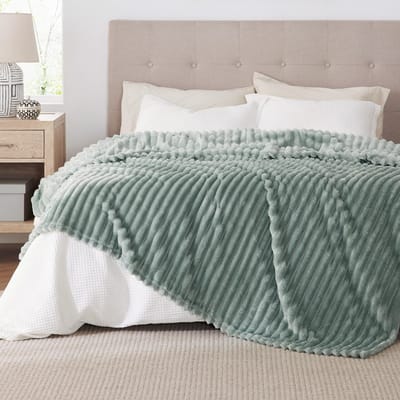 Dailygoods- Deken XXL - Zachte/Fleecedeken - Warm/Behaaglijk - Sherpa - Grof Ribpatroon - 240 x 220 cm - Bankdeken