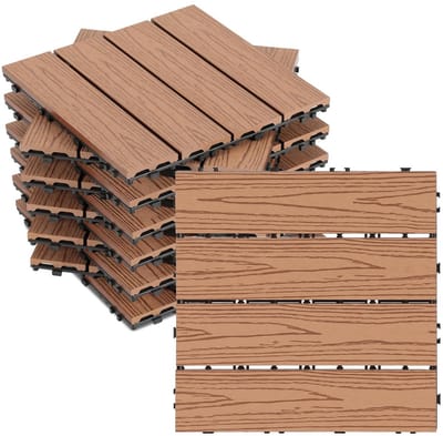 WPC Tegels - Terrastegels Houtlook - Buitenruimte Creëren - Eenvoudig Kliksysteem - 30 x 30 cm - Bruin