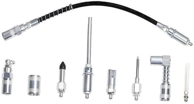 Dailygoods- Vetkoppelingsset 9-delig - Duurzaam - Lekvrij - Snelkoppeling - 90° Adapter - Max. Werkdruk 4500 PSI - Vetspuitaccessoires