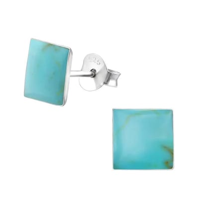 Aramat Jewels | Oorbellen | Zilveren oorbellen vierkant blauw | | | |7mm | Zilver | Kinderen, Volwassenen | Verkleurd niet