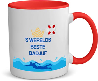 Akyol - badjuf cadeau - koffiemok - theemok - rood - Badjuf - badjuffen en badmeesters - - cadeau badjuf - zwemmen - zwemdiploma - cadeau - kado - gift - geschenk - moederdag - lifeguard - 350 ML inhoud