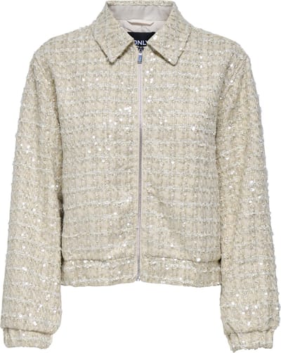 Only Jas Onlsigne Sequin Boucle Jacket Otw 15356905 Pumice Stone Dames Maat - S