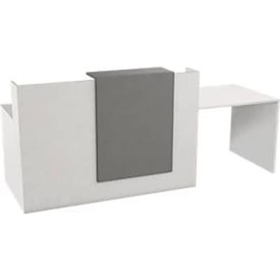 Receptiebalie met spreektafel Pisa, met legbord en zijpanelen, B 2500 x D 800 x H 1100 mm, grafiet/wit