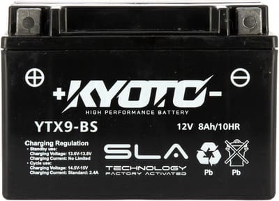 sla kyoto accu voor suzuki 250 dl v-strom 2018 tot 2020 ytx9-bs sla / 12v 8ah nieuw