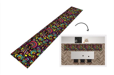 Keukenloper - Loper keuken - Design - Mandala - Regenboog - 300x50 cm - Keukenloper vinyl