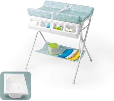 Baby Verzorgingstafel - Opvouwbaar Luierstation - Baby Verzorgen - Ergonomische Hoogte - Met Bodembak - Wit