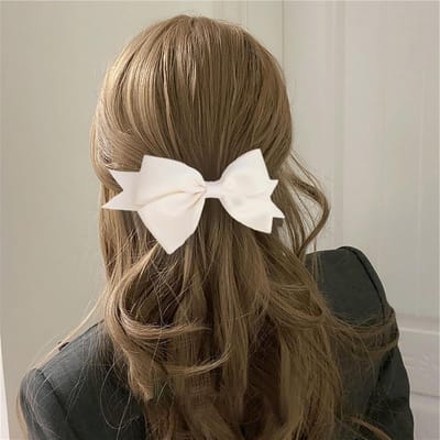 Haarstrik Grote Satin - Witte Strik - Boho Vintage - Perfect voor dagelijks gebruik - ShopVlot