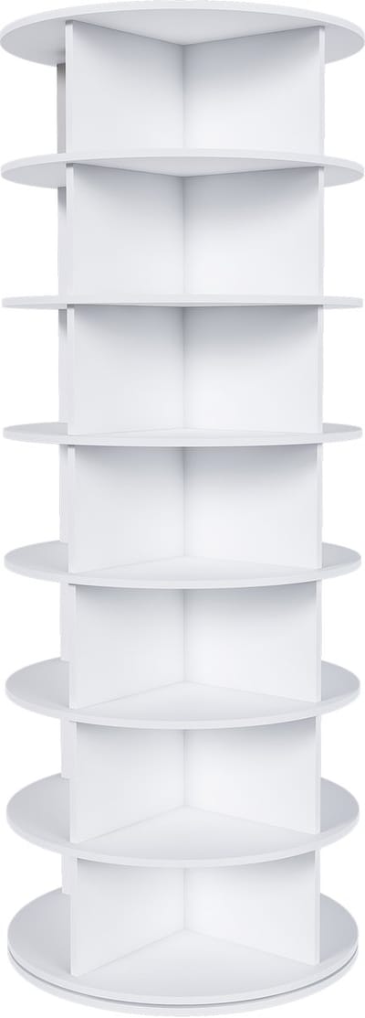 Draaibaar Schoenentoren, 7 Etages, 360° Draaibaar, Opbergruimte voor 28 Paren Schoenen, Ruimtebesparend, Wit, 60x60x161 cm