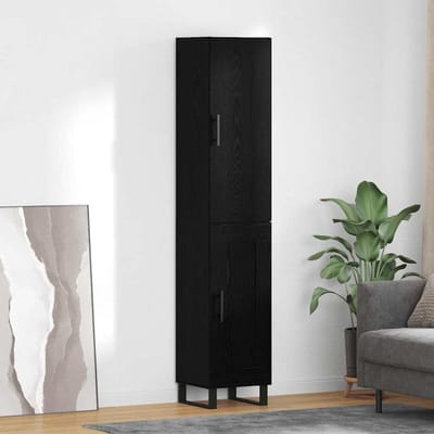 vidaXL Highboard Zwart Eiken 34,5 x 34 x 180 cm Bewerkt hout