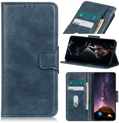 Zakelijke Book Case Telefoonhoesje Geschikt voor de Oppo Reno 4 Z - Portemonnee Hoesje - Pasjeshouder Wallet Case - Blauw