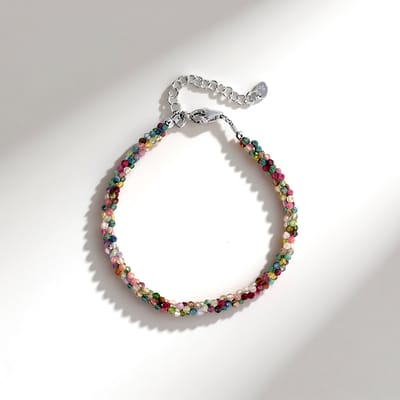Cavill - Verstelbare Zilveren Armband - 925 Sterling Zilver - 13,787 Ct Toermalijn Kralen Rond Gefacetteerd - Elegante Kleurrijke Toermalijn Sieraden
