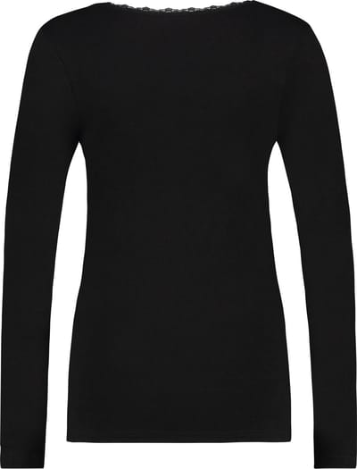 RJ Thermo Dames Shirt Lange Mouw met Kant Zwart XL