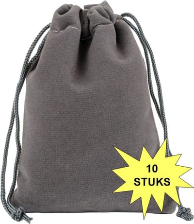 Fako Bijoux - Fluweel Cadeau Zakjes - 7x9cm - Velours - Velvet - Uitdeelzakjes - Sieradenzakjes - Feestzakjes - 7x9 cm - Grijs - 10 Stuks