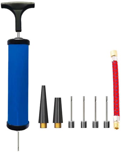 EXCITAT Mini luchtpomp - draagbaar - met handpomp - voor voetbal, volleybal, basketbal - blauw