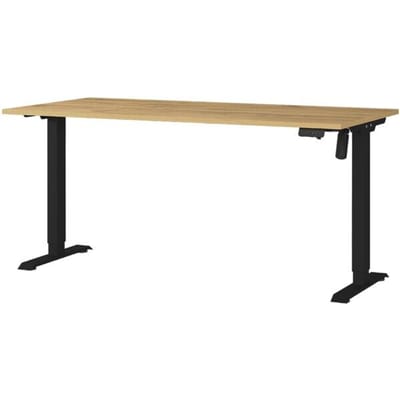 Profi 2.0 bureau, elektrisch in hoogte verstelbaar, B 1600 x D 800 x H 710 - 1190 mm, Grandson eiken/zwart