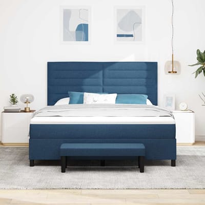 vidaXL - Boxspring - bed - met - hoofdeinde - Blauw - 180 - x - 200 - cm - Stof