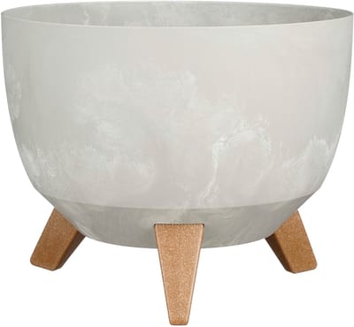 Mica Decorations Doppio Plantenbak op Poten - 18,5 x Ø29 cm - Plantenbakken voor Buiten - Bloembakken voor Balkon - Gerecycled Plastic - Grijs