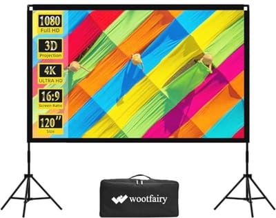Draagbaar 120 inch Projectiescherm voor Binnen en Buiten - Opvouwbaar en Kreukvrij Filmscherm