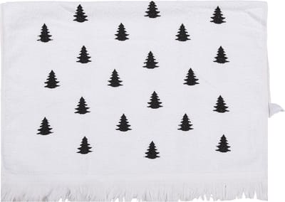 Clayre & Eef Gastendoekje 40x66 cm Wit Zwart Katoen Kerstbomen