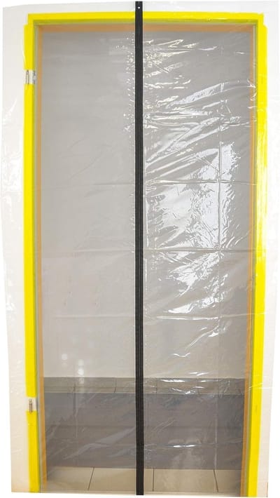 Transparante folie stofwerende deur met ritssluiting - 210 cm x 110 cm