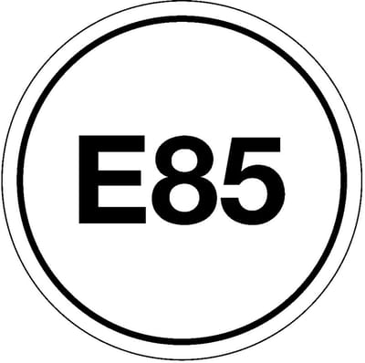 E85 benzine sticker 100 mm
