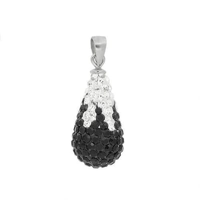 Blinx Jewels Zilveren Hanger Wit Zwart Traan Druppel Steentjes Strass