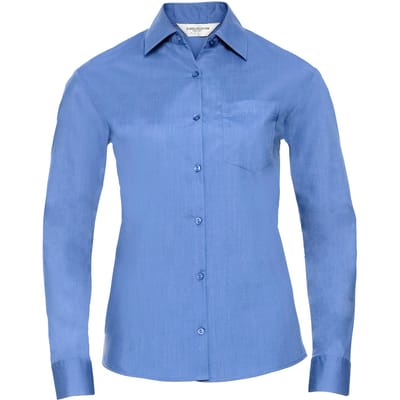 Russell Collection Dames/Dames Poplin Easy-Care Formeel Overhemd Met Lange Mouwen (Bedrijfsblauw)
